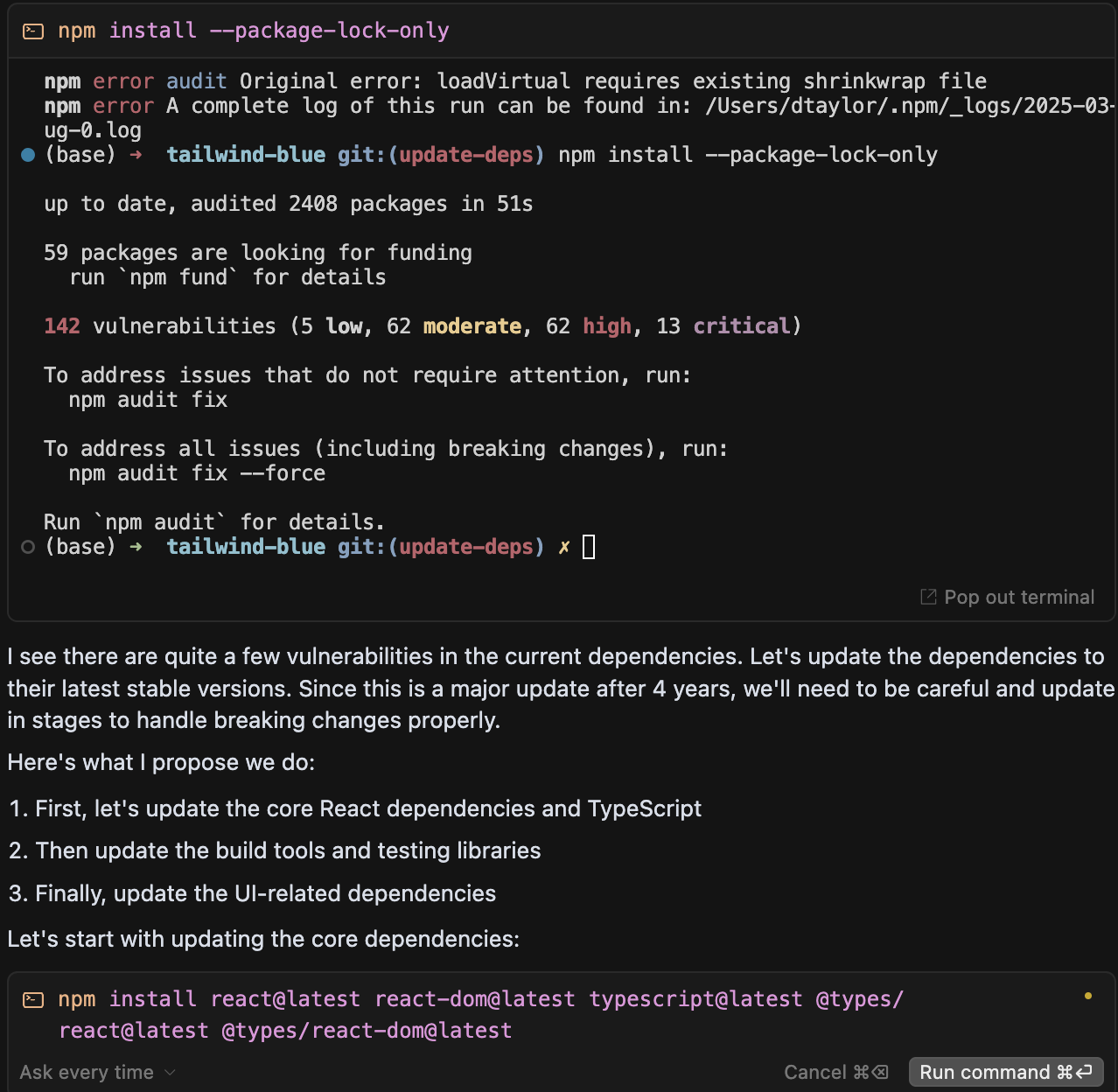 Cursor's 4-step plan for dependency updates