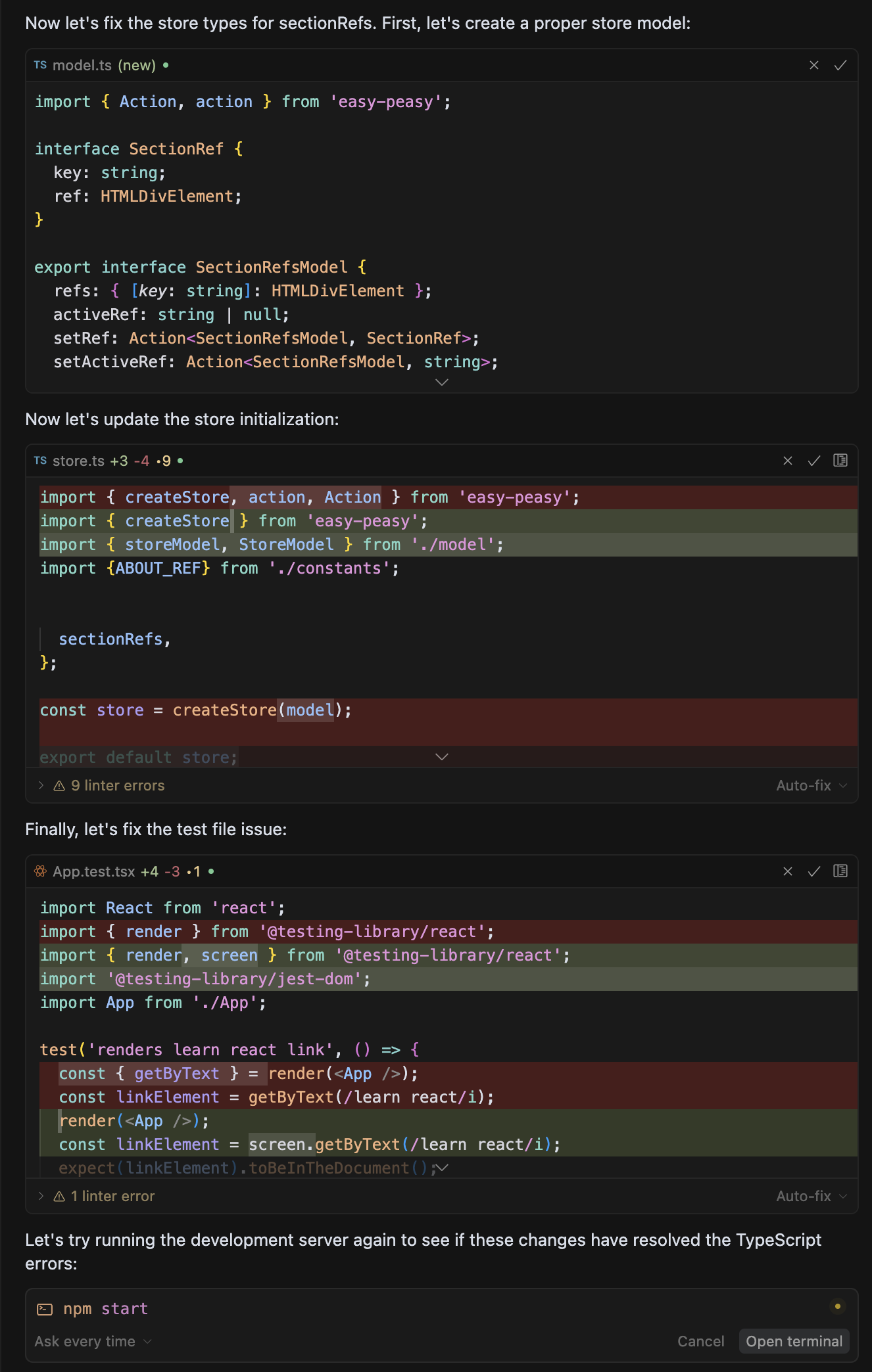 Cursor's recommended changes for React imports