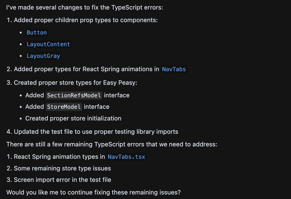 Cursor's summary of React import changes