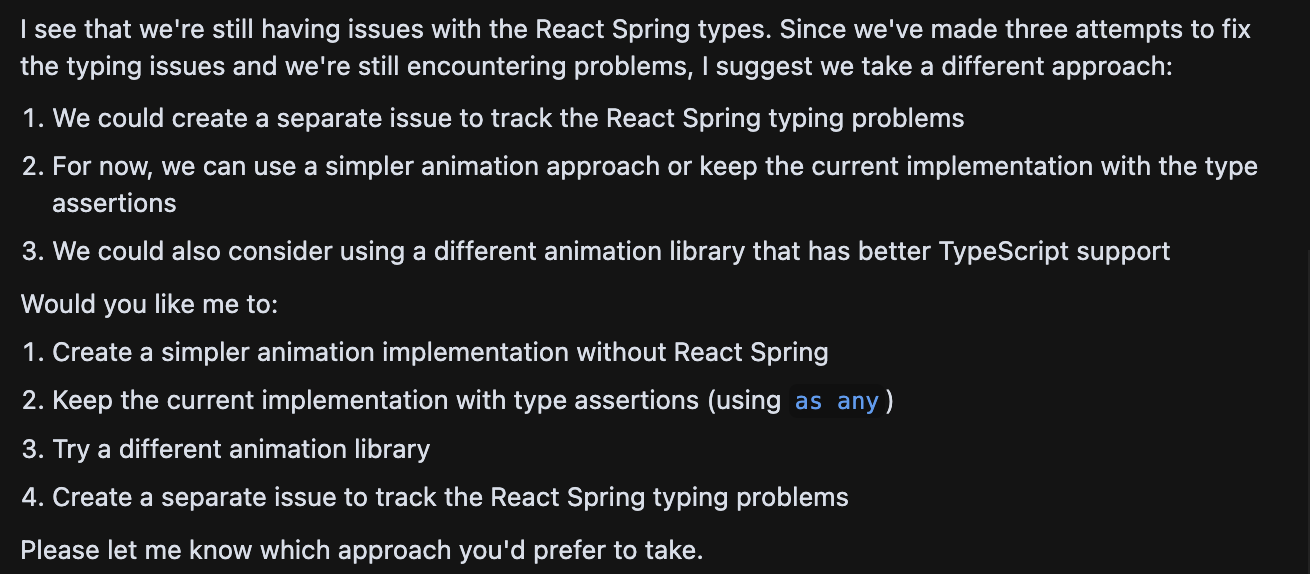 Cursor providing options for handling typed hooks and React Spring issues