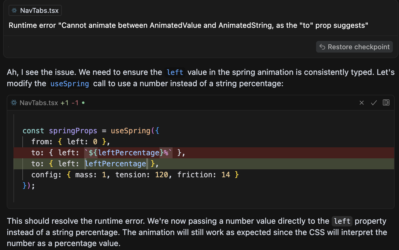Cursor fixing React Spring props with direct number values