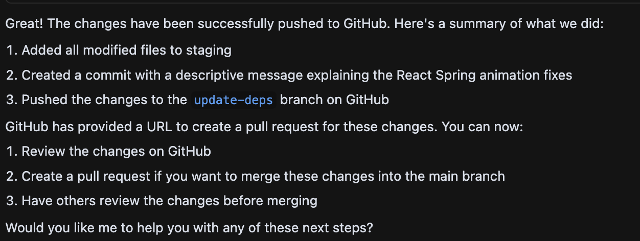 Cursor's final summary of changes