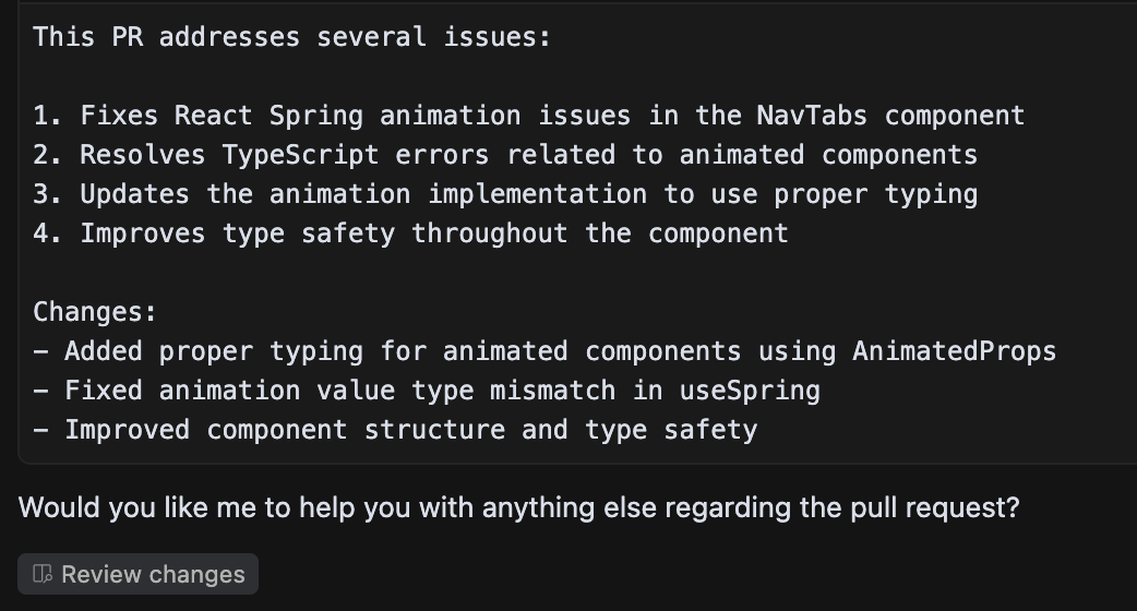 Cursor's completion summary